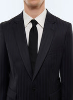 Costume ajusté en twill de laine rayé Rayures bleu marine et noires
