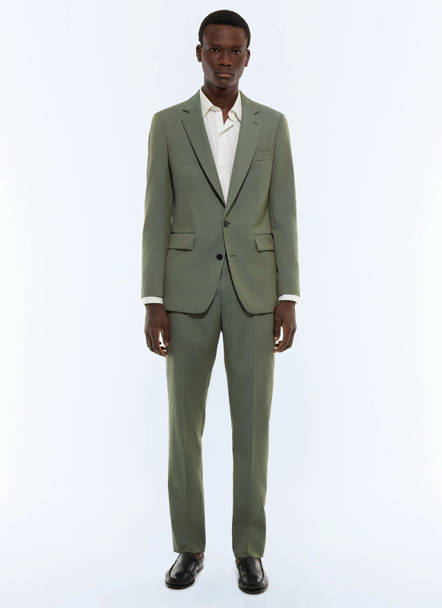 Costume ajusté en twill de laine Vert anglais - Reflets lumineux bleutés