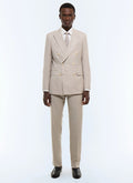 Costume croisé en laine vierge faux uni Beige grisé - Effet chiné