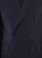 Costume croisé en toile de laine Fresco Bleu marine
