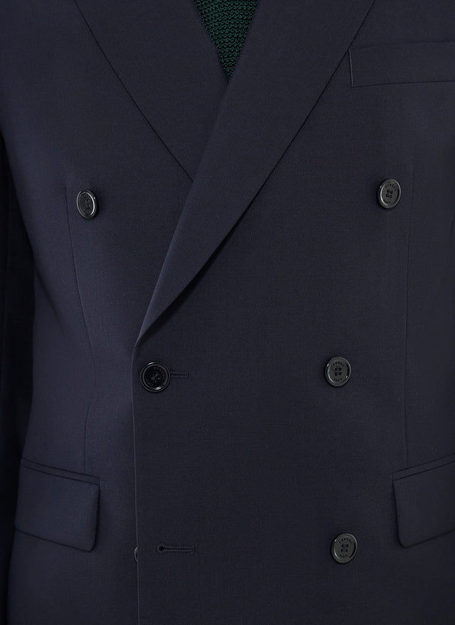 Costume croisé en toile de laine Fresco Bleu marine