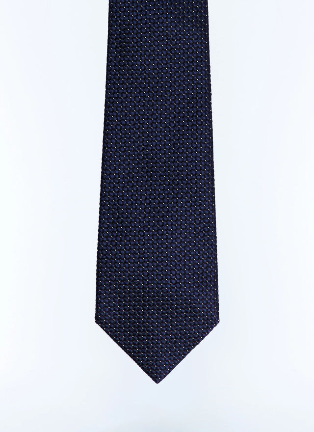 Cravate en jacquard de soie à pois Bleu marine - Motifs pois