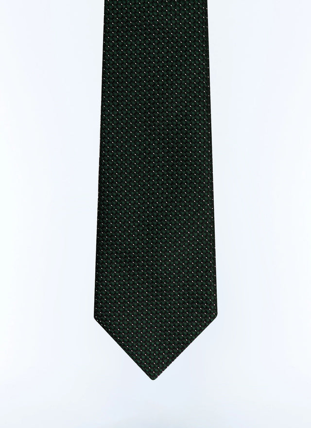 Cravate en jacquard de soie à pois Vert bouteille