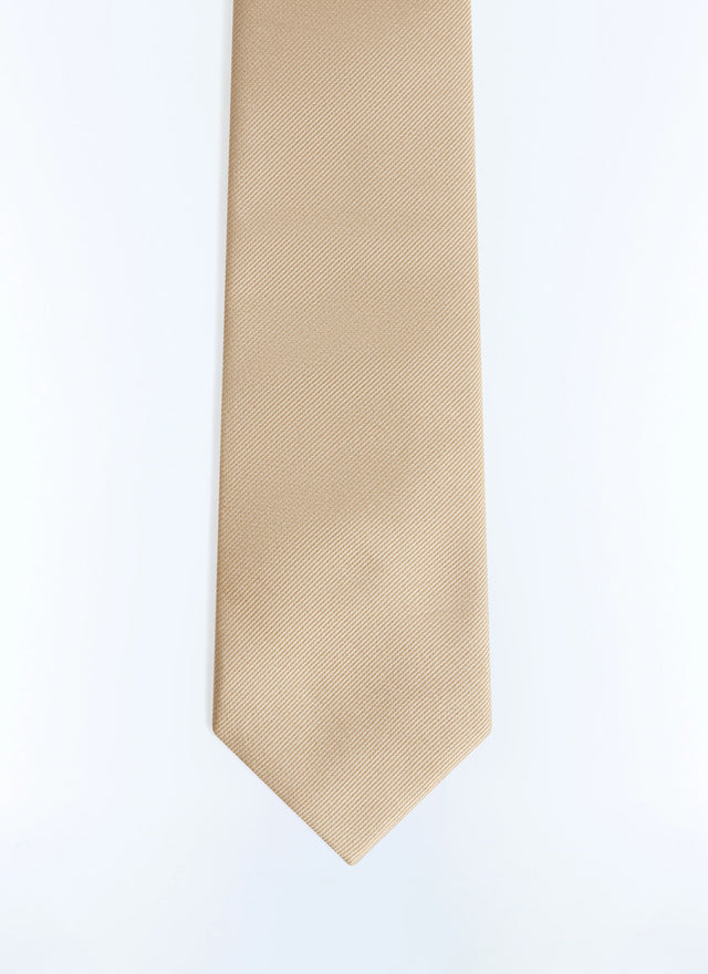 Cravate en satin de soie matte uni Beige