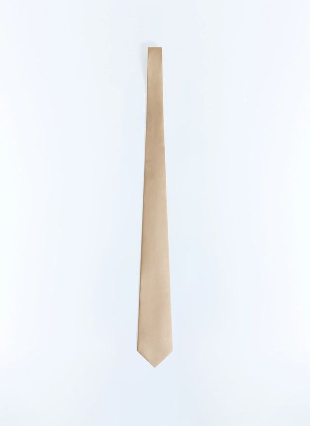 Cravate en satin de soie matte uni Beige