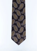 Cravate en soie à motif paisley Bleu marine - Motif paisley Cyprès