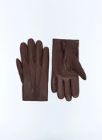 Gants en cuir d’agneau lisse Chocolat