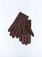 Gants en cuir d’agneau lisse Chocolat