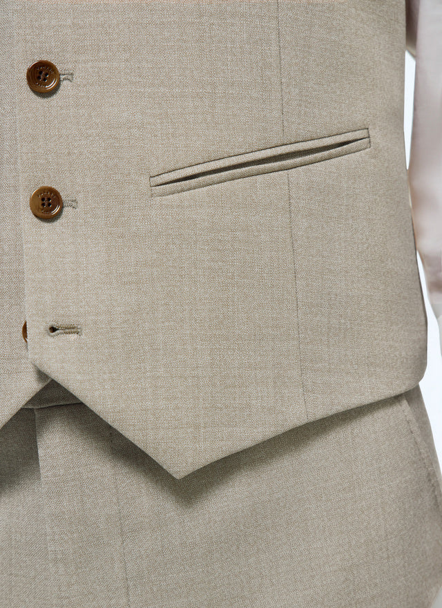 Gilet de costume en toile de laine Beige