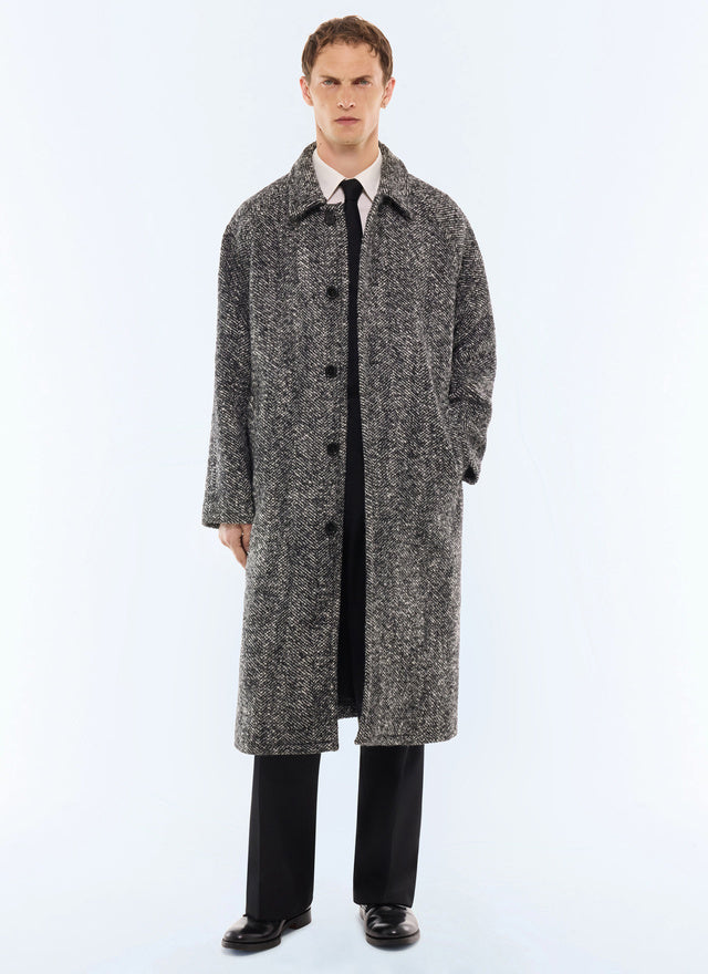 Manteau à manches raglan en laine Acier