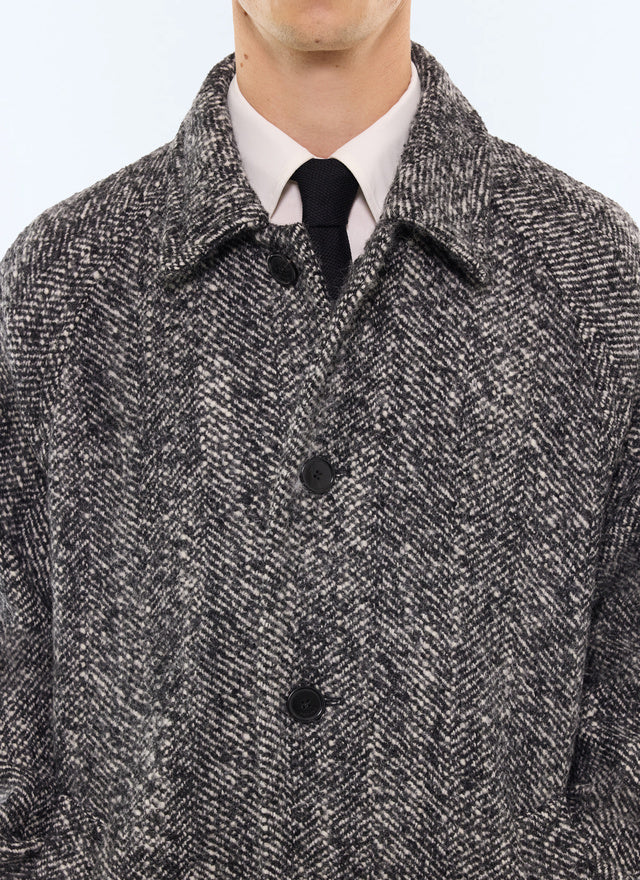 Manteau à manches raglan en laine Acier