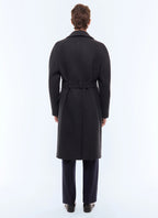 Manteau long croisé en laine mélangée Anthracite