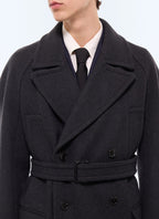 Manteau long croisé en laine mélangée Anthracite