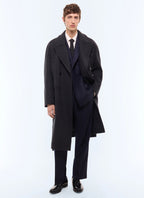 Manteau long croisé en laine mélangée Anthracite