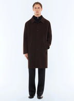 Manteau long double face en laine Chocolat