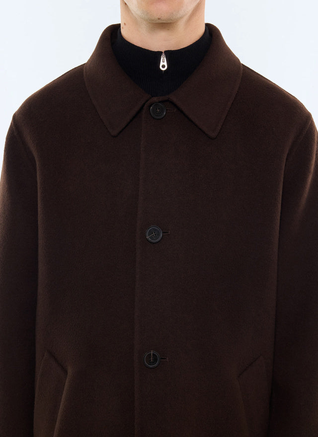Manteau long double face en laine Chocolat