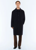 Manteau long double face en laine Marine