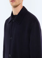 Manteau long double face en laine Marine