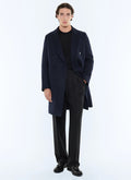 Manteau croisé en laine et cachemire Bleu marine