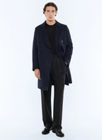 Manteau croisé en laine et cachemire Bleu marine