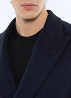 Manteau croisé en laine et cachemire Bleu marine