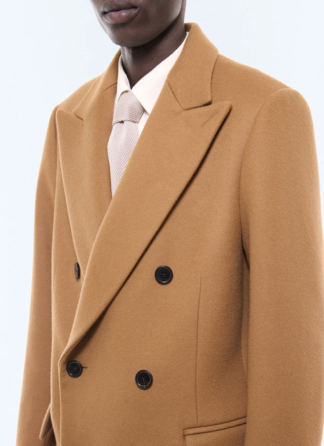 Manteau croisé en laine et cachemire Camel