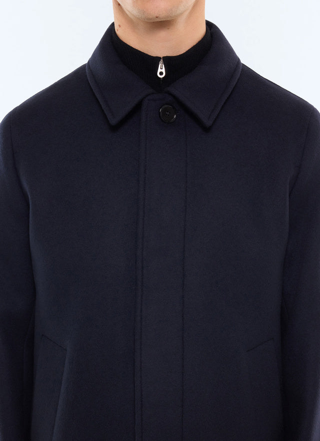 Manteau en drap de laine et cachemire Marine