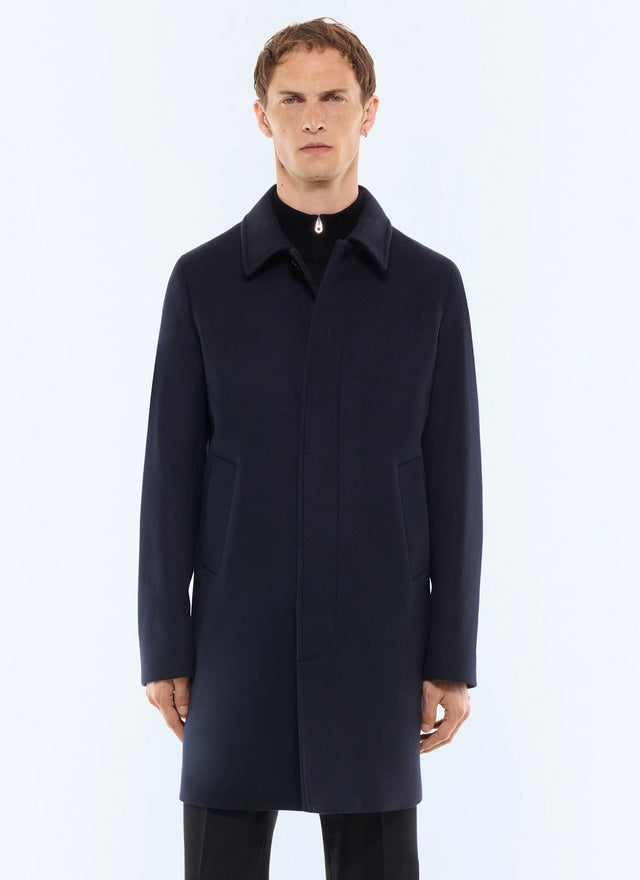 Manteau en drap de laine et cachemire Marine