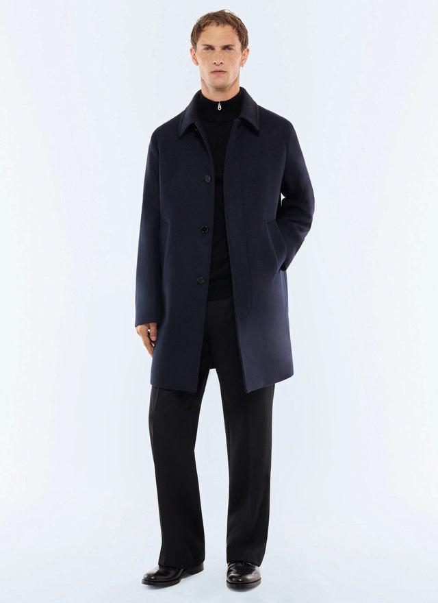 Manteau en drap de laine et cachemire Marine