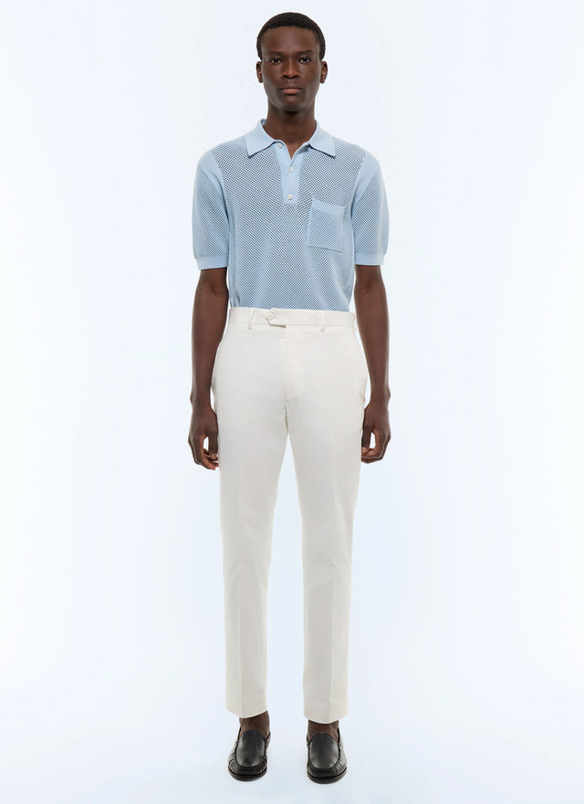 Chino ajusté en toile de coton Blanc