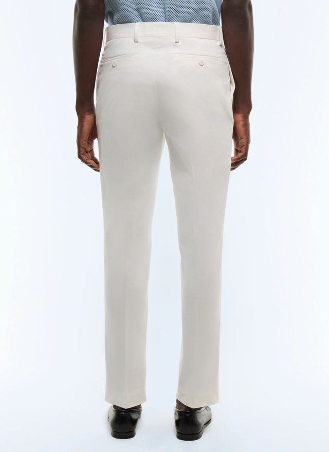 Chino ajusté en toile de coton Blanc