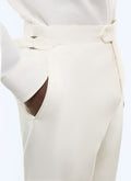 Pantalon ajusté en coton et lin Blanc
