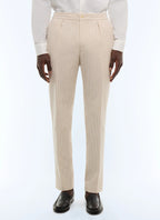 Pantalon élastiqué en seersucker rayé Blanc - Rayures beiges