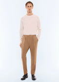 Pantalon élastiqué en flanelle de laine Camel