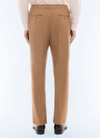 Pantalon élastiqué en flanelle de laine Camel