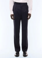 Pantalon large en laine à rayures Marine
