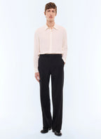 Pantalon smoking large en laine vierge Noir