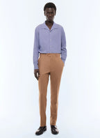 Pantalon de costume ajusté en flanelle Camel