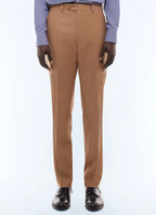 Pantalon de costume ajusté en flanelle Camel