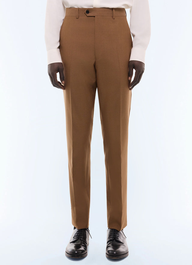 Pantalon de costume en laine vierge Camel