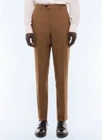 Pantalon de costume en laine vierge Camel