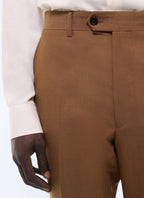 Pantalon de costume en laine vierge Camel