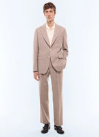 Pantalon de costume en laine à chevrons Ficelle