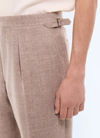 Pantalon de costume en laine à chevrons Ficelle