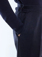 Pantalon de costume en laine à chevrons Marine