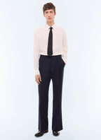 Pantalon de costume en laine rayée Marine