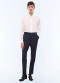 Pantalon de costume en laine à micro-carreaux Marine