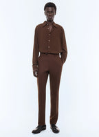 Pantalon de costume en flanelle Marron