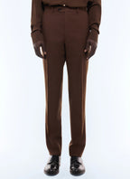 Pantalon de costume en flanelle Marron