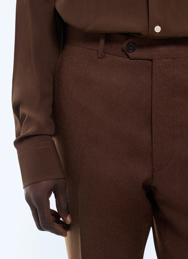 Pantalon de costume en flanelle Marron